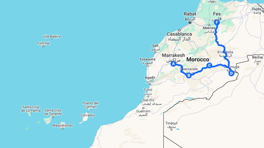 5 days Marrakech to Fes Morocco desert tour