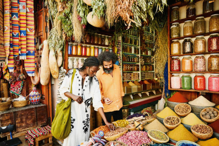Spaises market during our 7 days morocco desert tour from Fes