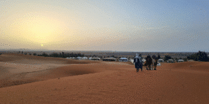in the Erg chebbi desert during our 8 days Marrakech desert tour