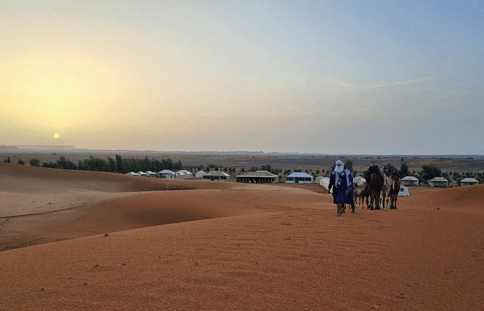 in the Erg chebbi desert during our 8 days Marrakech desert tour