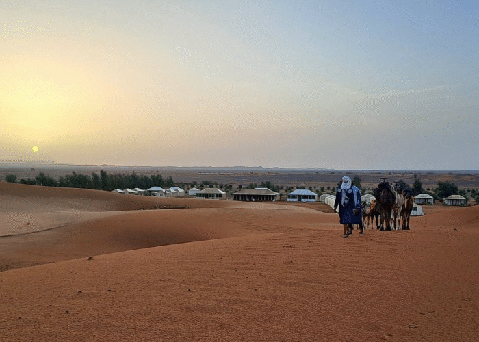 in the Erg chebbi desert during our 8 days Marrakech desert tour
