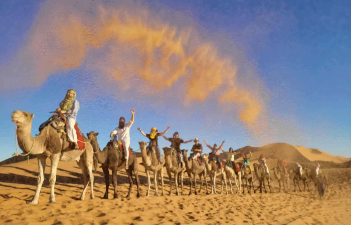 Photo nof Camel Caravan during our 7 days Morocco desert tour from Marrakech